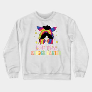 Little Miss Kindergarten Girl Back To School Groovy Retro Tie Dye Crewneck Sweatshirt